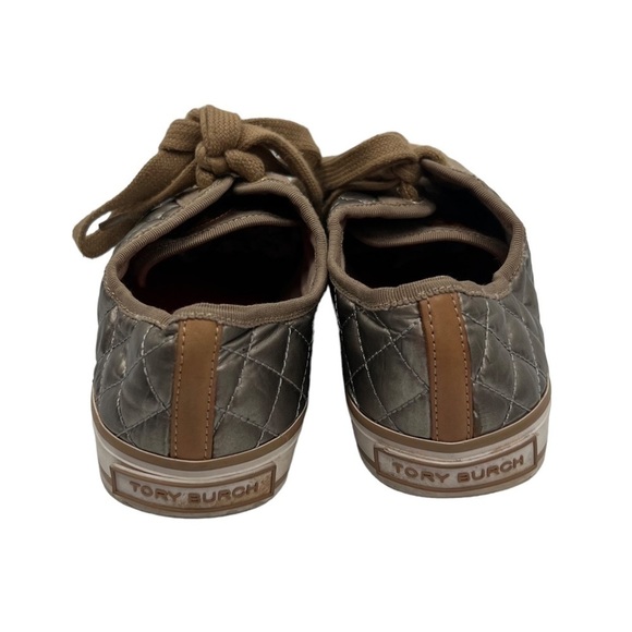 Tory Burch Gold Quilted Lace Up Cap Toe Sneakers Size 8.5 Women’s - Picture 7 of 10